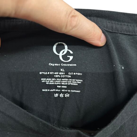 Minimalist Smiley Face Tee Organic Generation Black Pink Embroidery XL - Picture 3 of 3